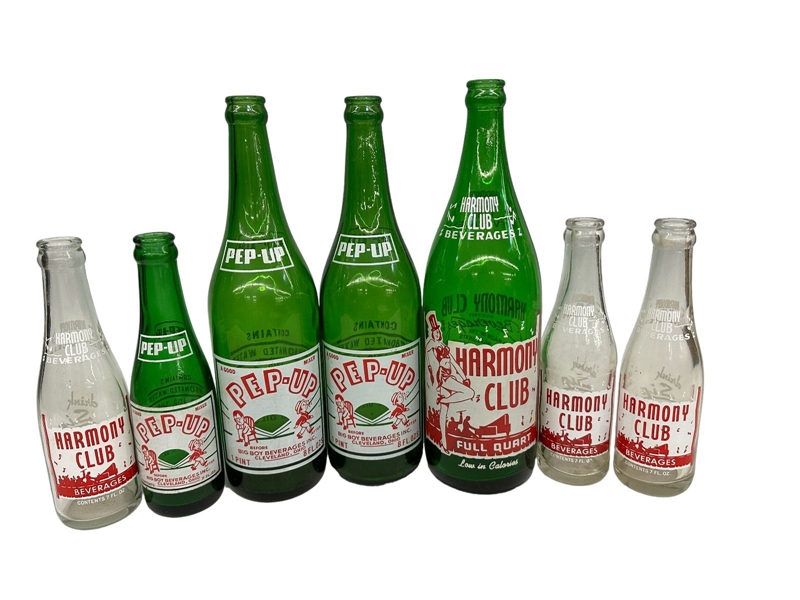 (7) Vintage Beverage Bottles: Harmony Club, Pep-Up
