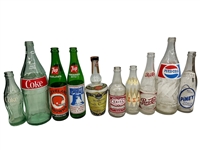 (10) Vintage Beverage Bottles: Coke, 7-Up, Dana, Pepsi, More