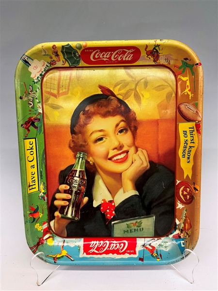 1950s Drink Coca-Cola Thirst Has No Season Beverage Tray