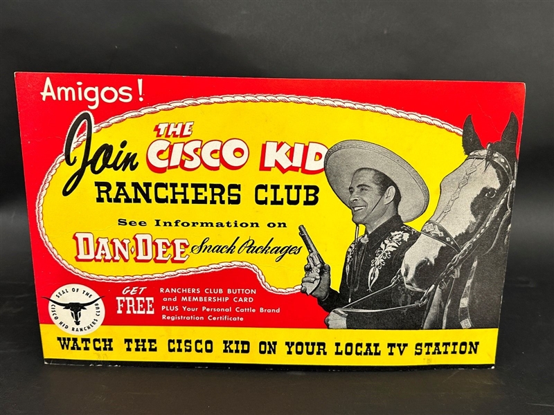 The Cisco Kid Ranchers Club Dan Dee Advertising Cardboard Sign