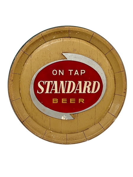 Standard Beer Chalkware Barrel End Advertising Display