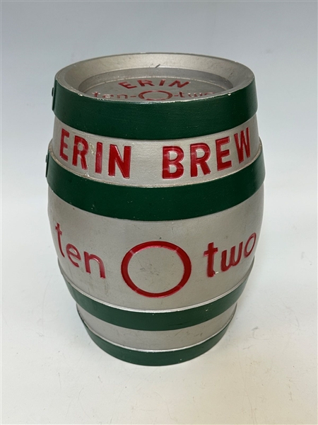 Erin Brew Ten-O-Two Beer Chalkware Advertising Barrel 