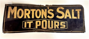 Vintage Mortons Salt, It Pours Metal Advertising Sign