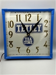 Tetley Tea 1950s Square Advertising Clock Dualite Co.
