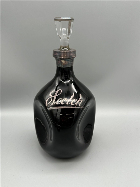 Sterling Silver Overlay Black Glass Scotch Bottle