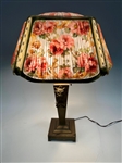 Pairpoint Puffy Lamp And Base "Pisa Rose" Shade 16" Circa 1906