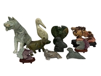 Group of Soapstone and Glass Figurine Sculptures