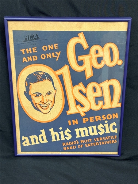 George Olsen and His Music The One and Only in Person Promotional Concert Poster