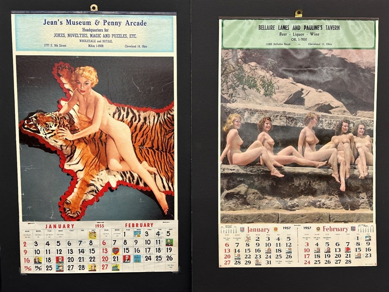 (2) Nude Pin-Up Advertising Calendars From 1955, 1957