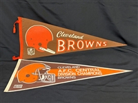 (2) Cleveland Browns Pennants 1960s Single Bar Helmet, AFC Champs
