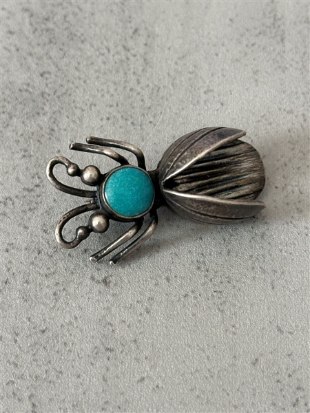 Sterling Silver Figural Beetle Brooch