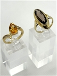 (2) 14k Yellow Gold and Citrine Rings