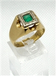14k Yellow Gold Emerald Mens Ring