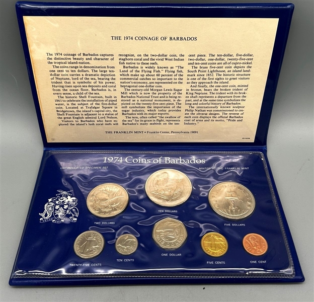 1974 Coins of Barbados Uncirculated Specimen Set Franklin Mint