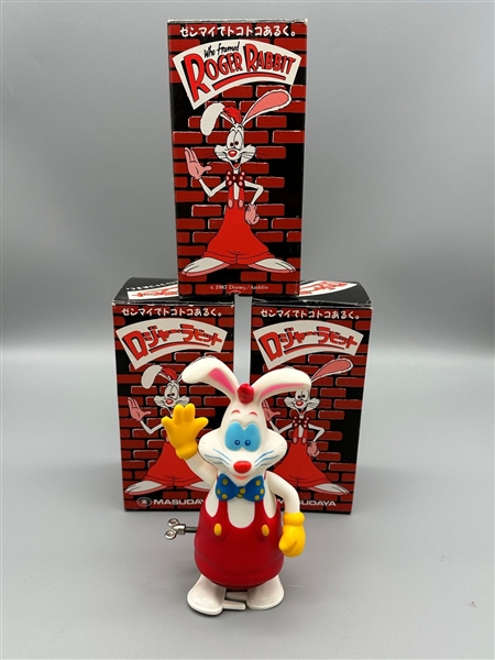 (2) Who Framed Roger Rabbit Wind up Toys in Original Box 1987 Masudaya