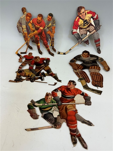 (5) Vintage Rare Cardboard Cut Outs of Hockey Players