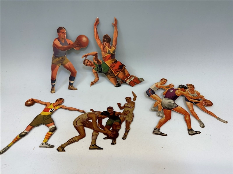 (9) Vintage Rare Cardboard Cut Outs of Basketball Players