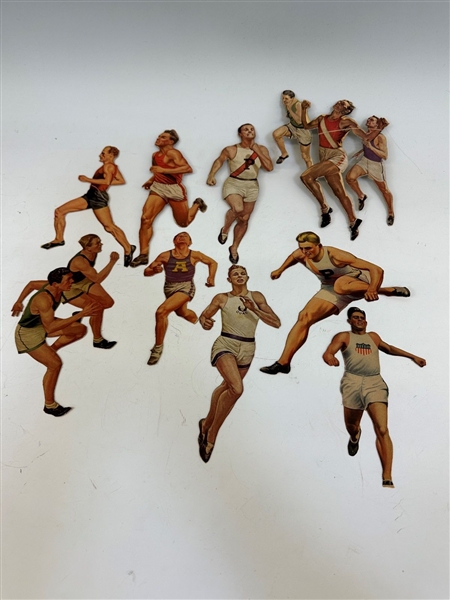 (9) Vintage Rare Cardboard Cut Outs of Track and Field Players