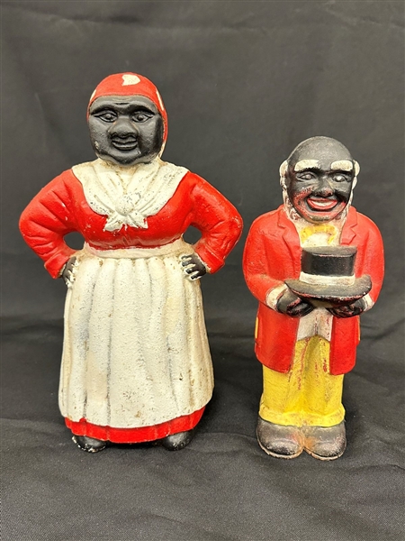 (2) Black Americana Cast Iron Banks