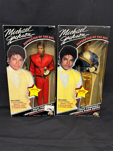 (2) Michael Jackson Figurine OB 1984 MJJ Productions Superstars of the 80s