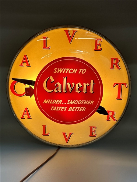 Calvert "Milder, Smoother, Tastes Better" Light Up Advertising Pam Clock