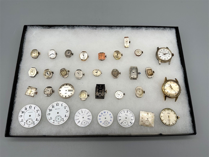 Large Group of Wrist Watch Parts, Movements