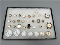 Large Group of Wrist Watch Parts, Movements