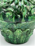 Pair of Early 1900's French Provincial Green Glazed Terracotta Vessels