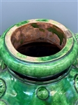 Pair of Early 1900's French Provincial Green Glazed Terracotta Vessels