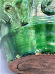 Pair of Early 1900's French Provincial Green Glazed Terracotta Vessels
