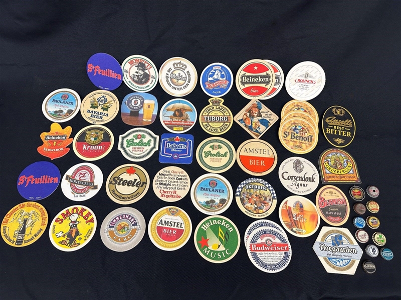 (41) Group of Beer Coasters and (10) Bottle Caps