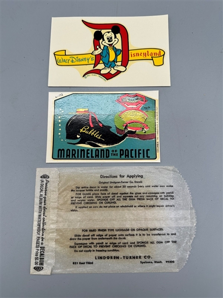 Original Lindgren-Turner Decals in Sleeve Walt Disney, Marineland