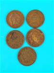 (5) Indian Head Pennies