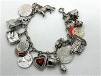 Sterling Silver Charm Bracelet With 20 Sterling Charms
