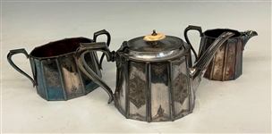 Francis Howard Sheffield England (3) Piece Silver Plate Tea Set