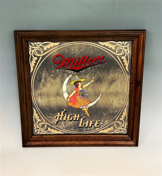 (2) 1980 Miller High Life Framed Signs Featuring Witch