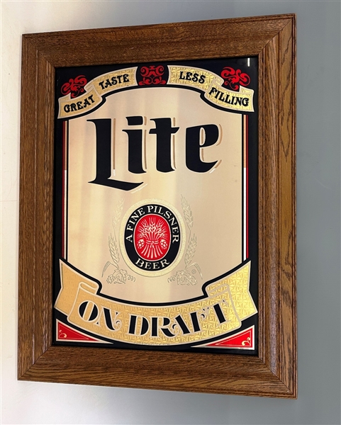 1980 Lite On Draft Great Taste Less Filling Framed Beer Sign