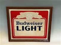 1980s Budweiser Light Framed Beer Sign