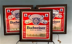 (3) Budweiser King of Beers Clydesdales Light Up Advertising Signs