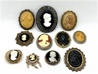 (11) Resin Cameo Pendant Brooches
