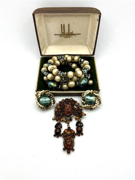 Hobe Bracelet and Earrings Set in Original Box With Separate Brooch
