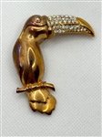Givenchy Gold Tone Toucan Bird Brooch with Rhinestones