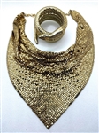 Whiting and Davis Gold Mesh Bib Necklace and Matching Snake Coil Bracelet