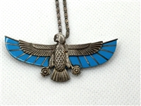 Sterling Silver Turquoise Egyptian Pendant on Necklace