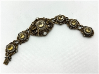 Hungarian .835 Silver PV State Mint Citrine Seed Pearl Filigree Bracelet
