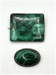 (2) Sterling Silver Set Malachite Brooches