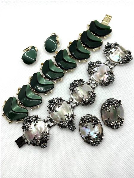 1960s Thermoset Jewelry Suites; Bracelet, Earrings Coro, Lisner Style