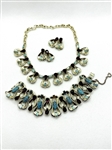 Unsigned Jewelry Suite With Faux Turquoise, Rhinestones
