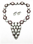 1920s Hattie Carnegie Moonstone Cabochon Statement Bib Necklace and Matching Earrings.