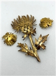 Handmade Sterling Silver Thistle Brooch and Earrings